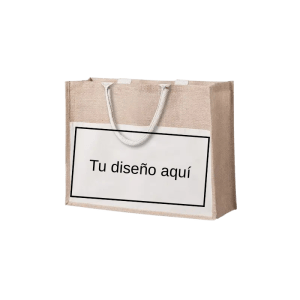 (Pesonalizable) Bolsa de yute con bolsillo frontal