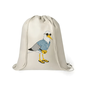 mochila de yute Modernuki con gaviota estilosa – Colección marinera