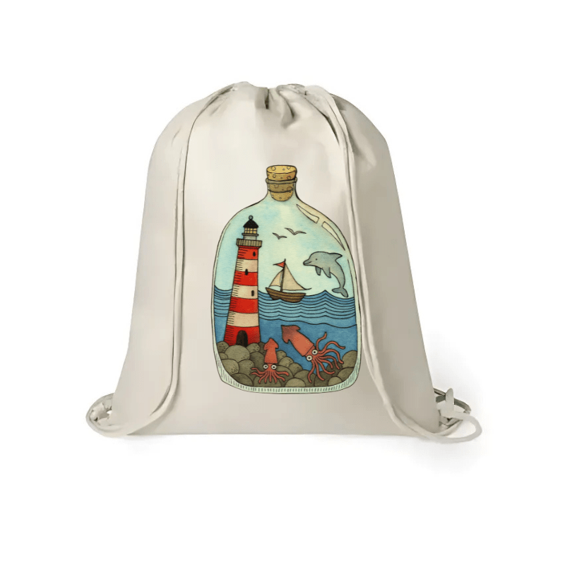 Mochila de yute Faro en botella