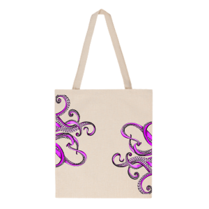 Tote bag con diseño marinero de tentáculos fucsia ilustrados – Colección Marinera