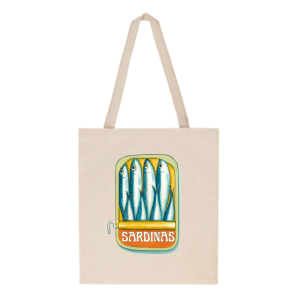 Tote bag “Sardinas” – Ilustración de lata de sardinas con estilo vintage marinero