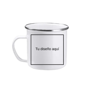 (Pesonalizable) Taza metálica esmaltada blanca