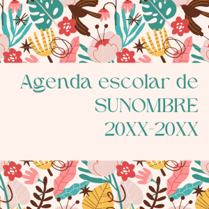 Portada de agenda escolar tropical con hojas verdes y pájaros marrones